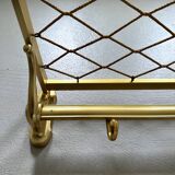Large mid-century wall coat rack golden