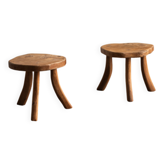 Stools in tree trunk wood, France, 1970s