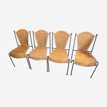 Chaises en rotin style vintage 1960