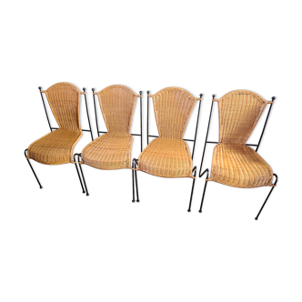 Chaises en rotin style vintage 1960