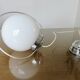 Art Deco pendant light in opaline and chrome-plated brass, 1930s-1940s
