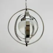 Mid-century glass sphere hanging pendant glass lamp design 1970’s space age Italy