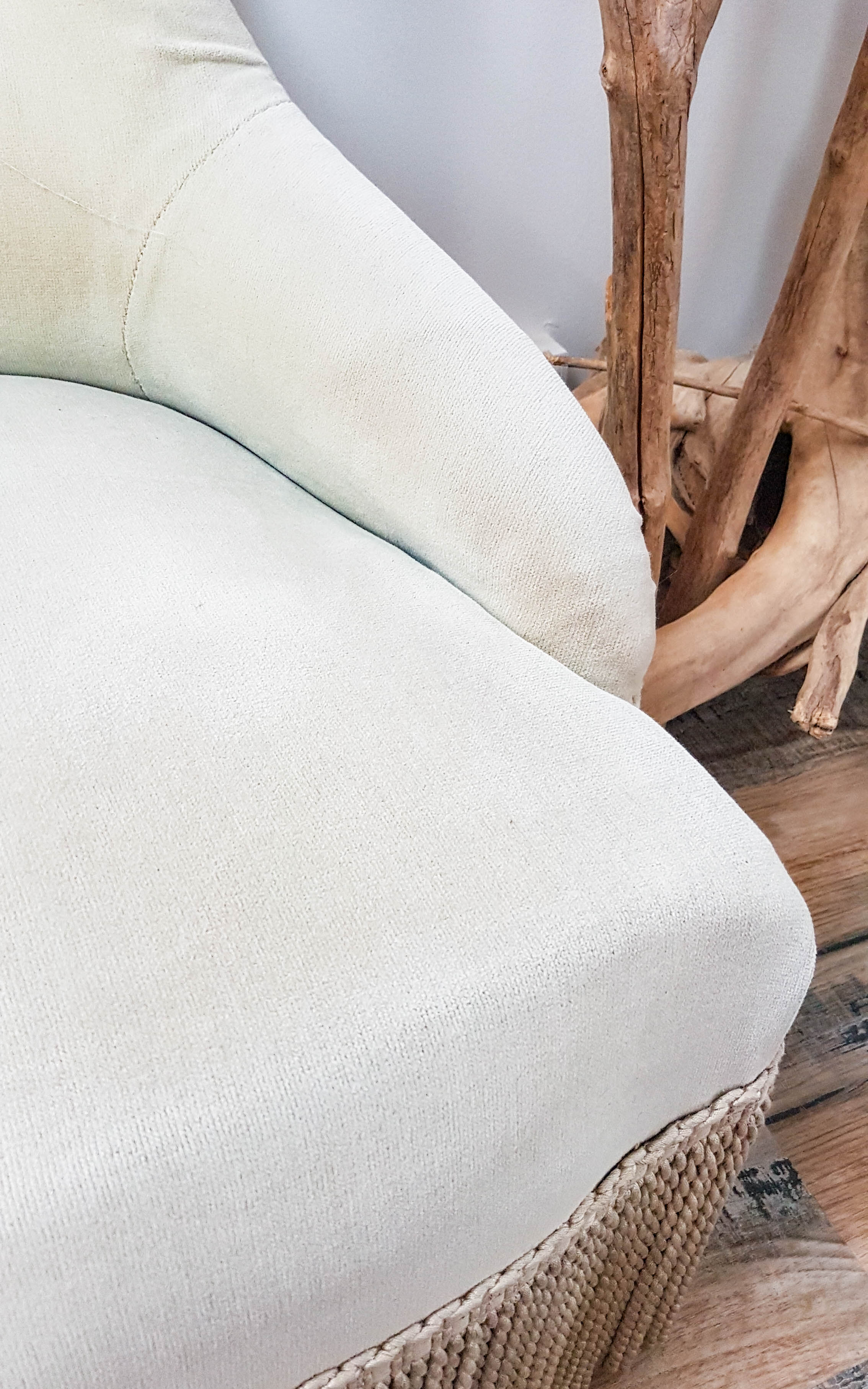 Vintage grey green almond green velvet toad chair