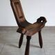 Brutalist Tripod Chair in Sculpted Wood, France
