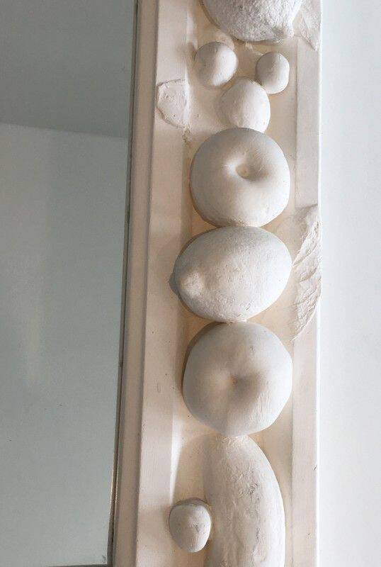Unique decorative plaster mirror with fruit decorations