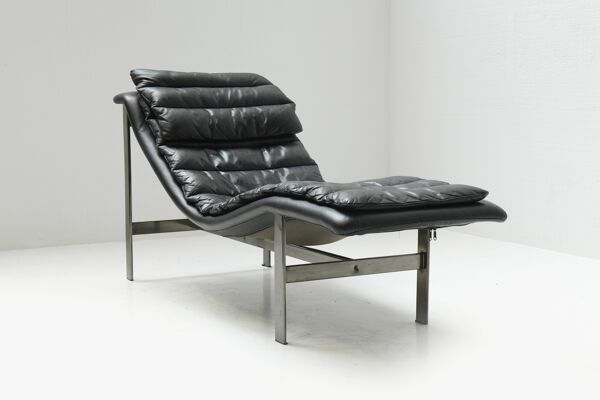 Méridienne en cuir noir by Mobel Italia - Italie