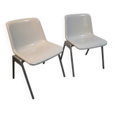 Pair of vintage Wilkhahn chairs, fibreglass shell, aluminium, 1970.