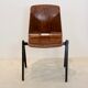 4 Stackable Pagholz Galvanitas s22 industrial dinner chair in light brown, 1960s