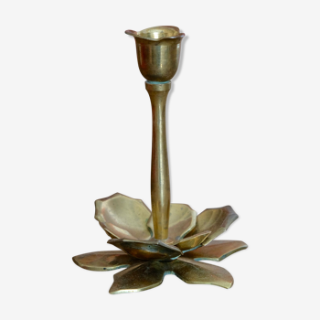 Massive brass flower candles articulated petals