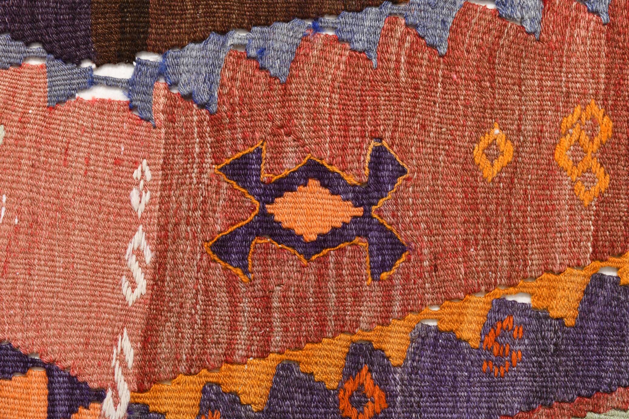 Red & Green Wide Turkish Runner Rug, 163x169cm