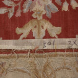 Traditional Red Wool Needlepoint Rug Handwoven Area Rug 91x152cm