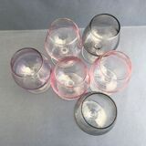 Set of 6 iridescent cognac glasses