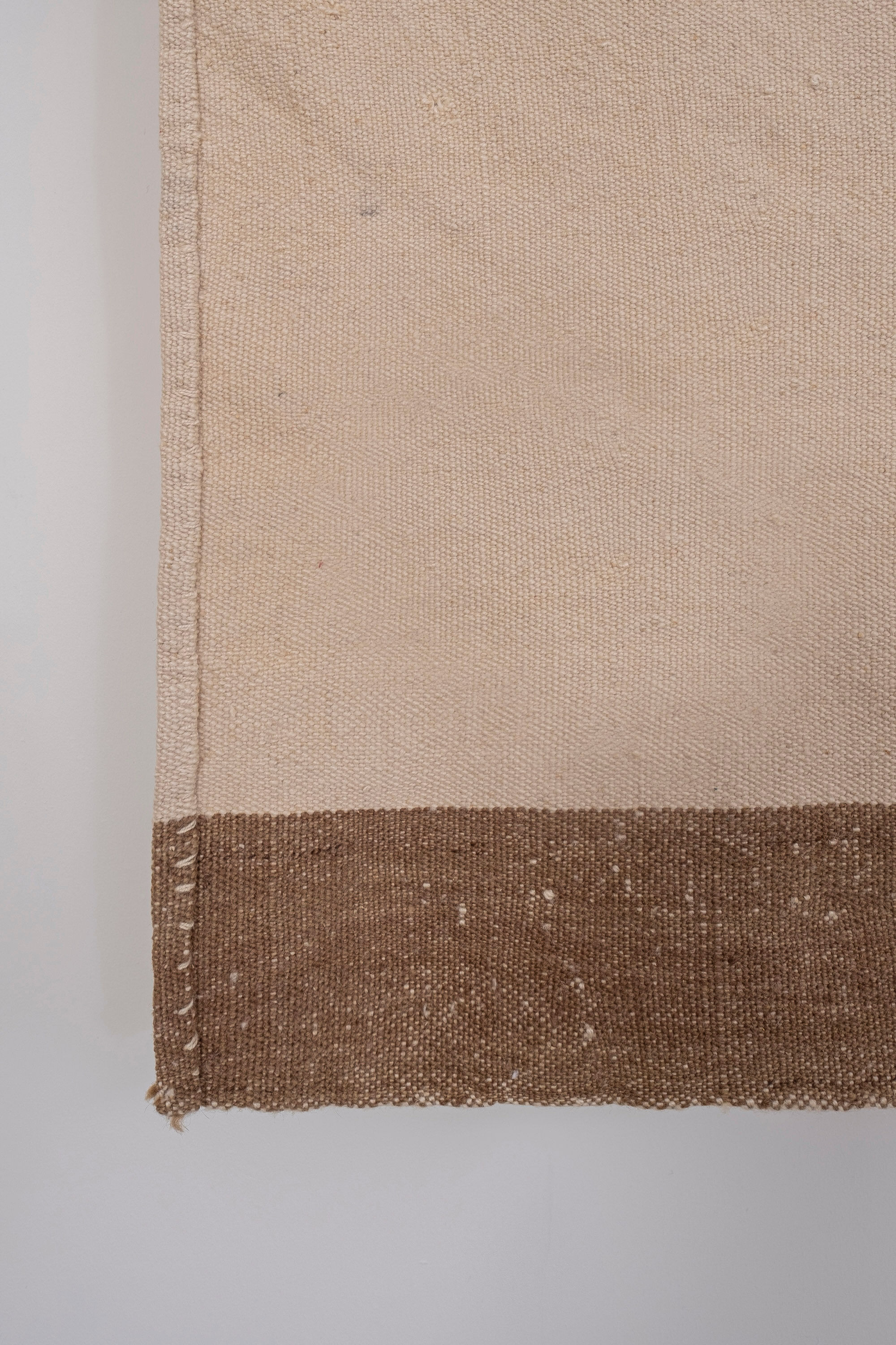 Turkish flat-weave hemp rug off-white with stripes 160 x 332 cm