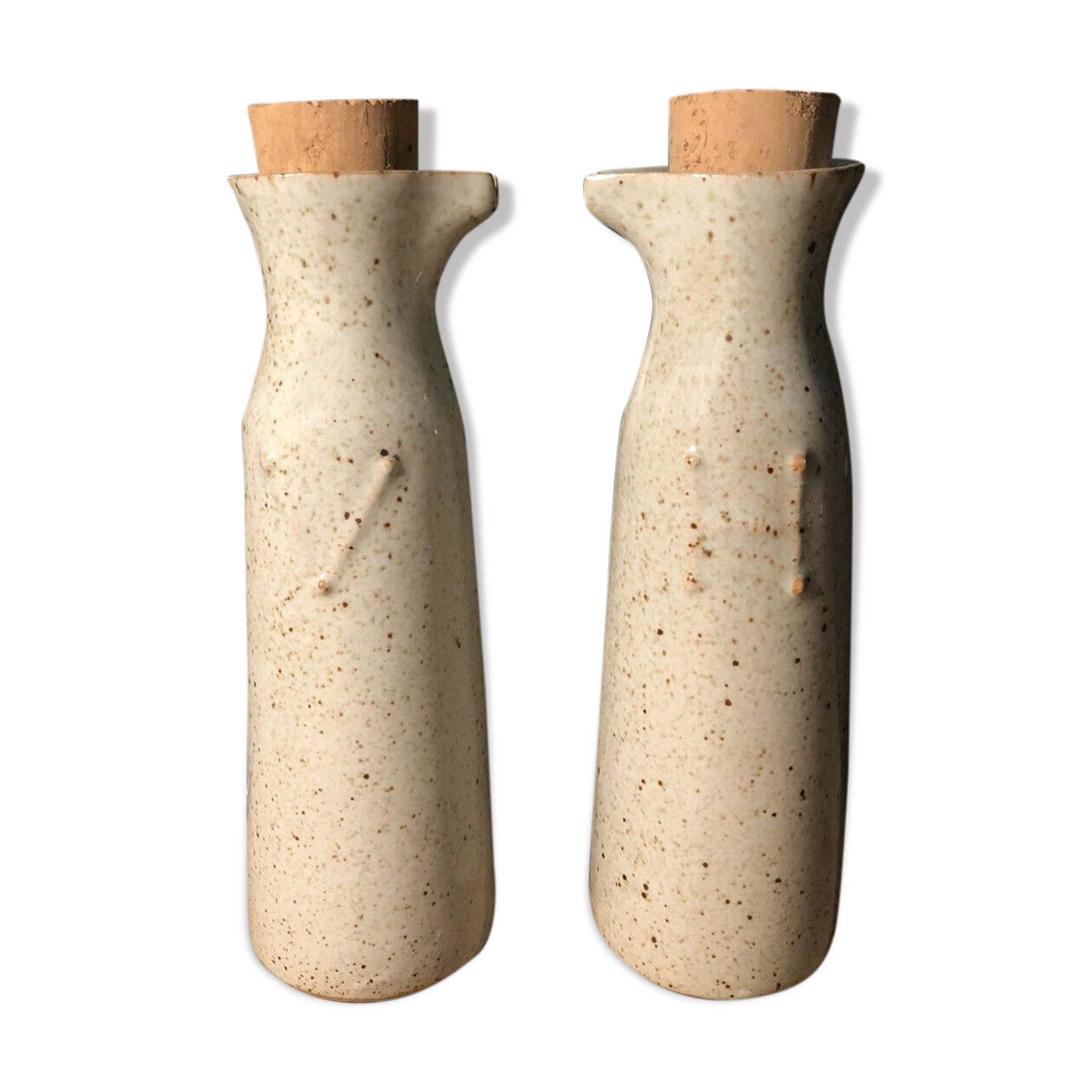 Paire de pichets huile et vinaigre en céramique signé Jean Austruy