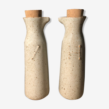 Pair of ceramic oil and vinegar pitchers by Jean Austruy