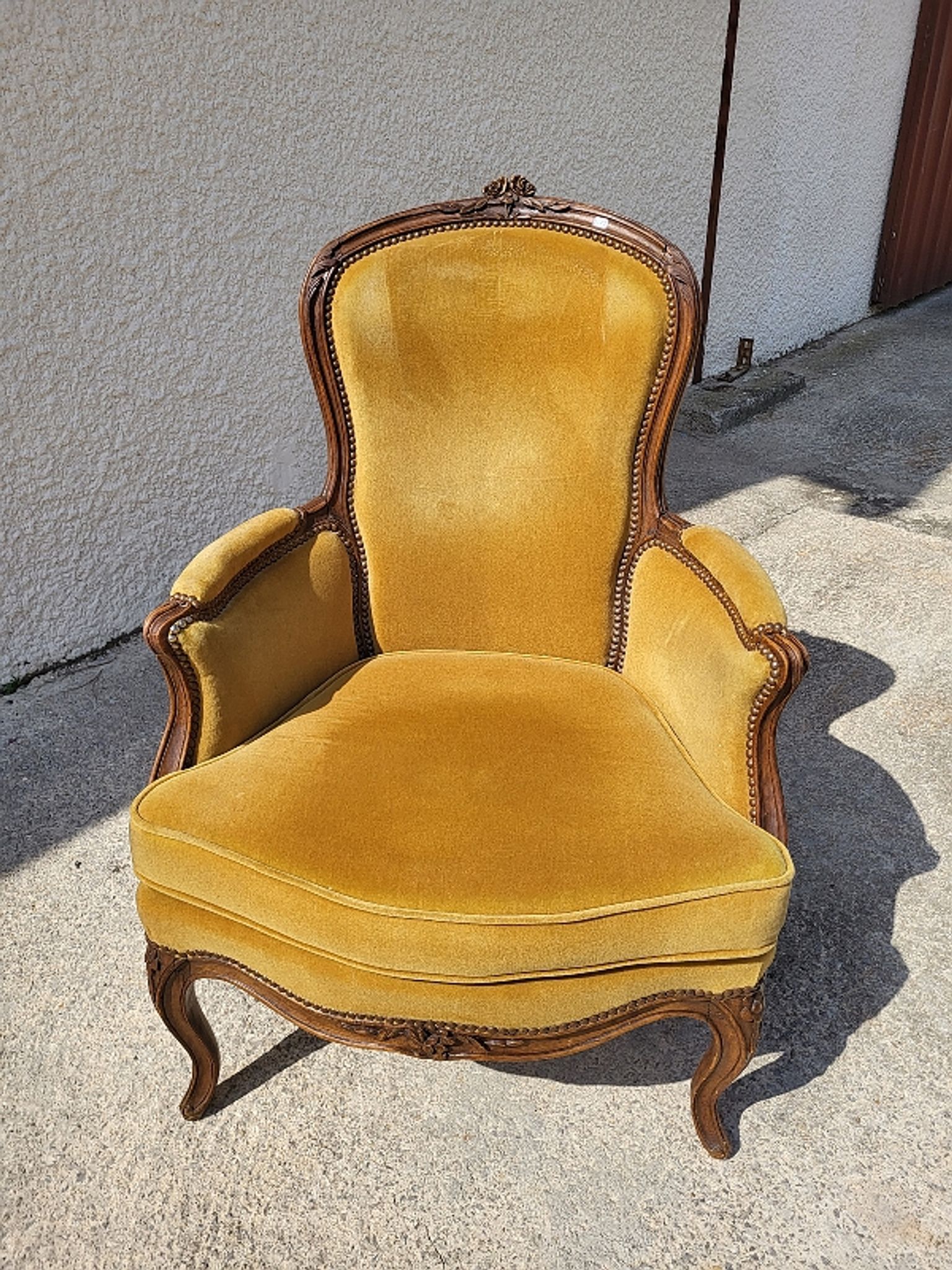 Armchair louis xv mustard walnut of the xix th century n°17