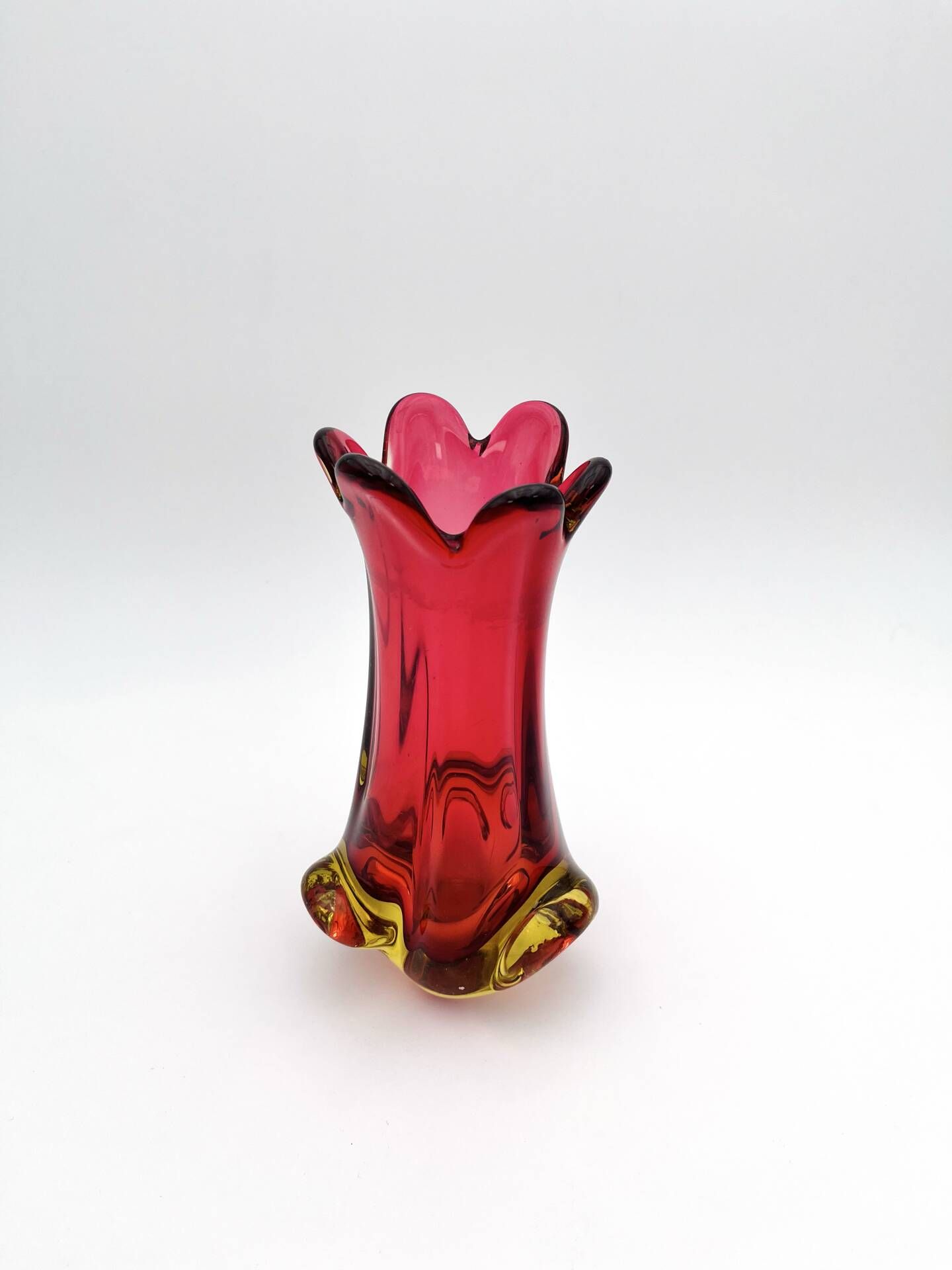 Murano Vase Organic Red Yellow 21cm 1.1kg