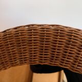 round woven rattan mirror, 1960s
