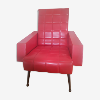 Vintage red leather faux chair