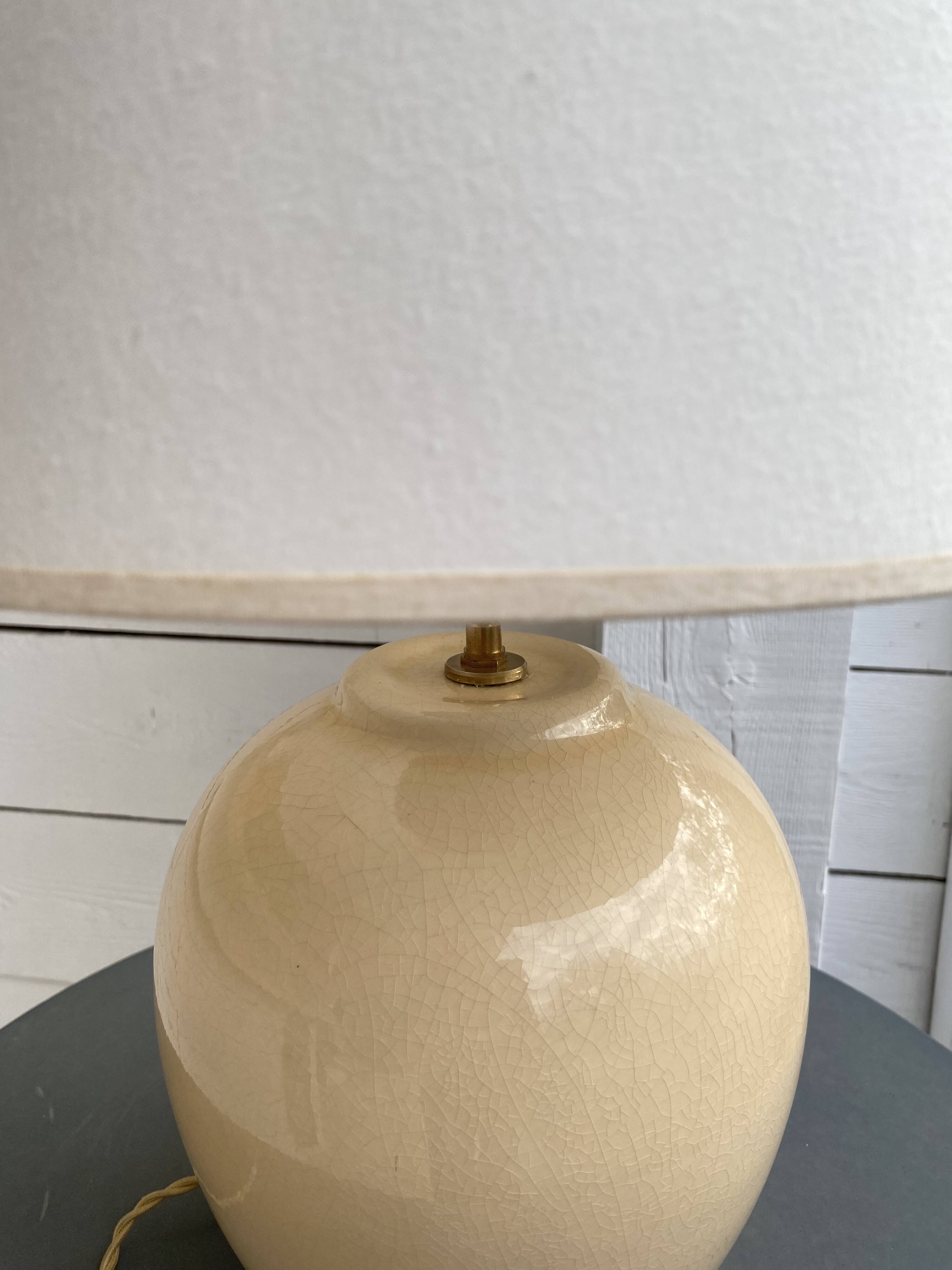 Earthenware lamp, fabric cable, fabric lampshade