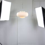 Mid-century italian chrome and opaline pendant lamp