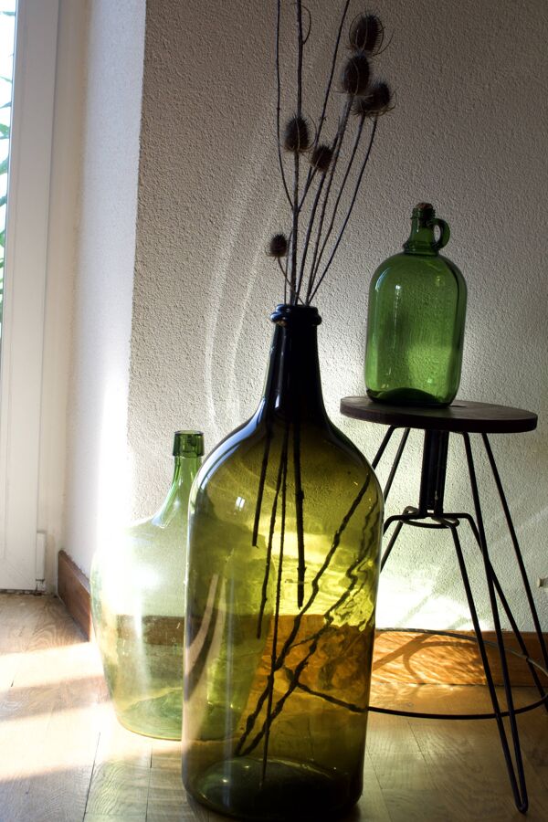 Bouteille en verre soufflé vintage