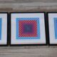 Trio Tableaux Vintage Art Optique - Victor Vasarely - Cadres 40x40cm