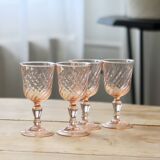 4 verres à liqueur vintage Luminarc Rosaline années 1970