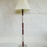 Mid-century floor lamp in teak and aluminum design w/ shade - Denmark 1960s