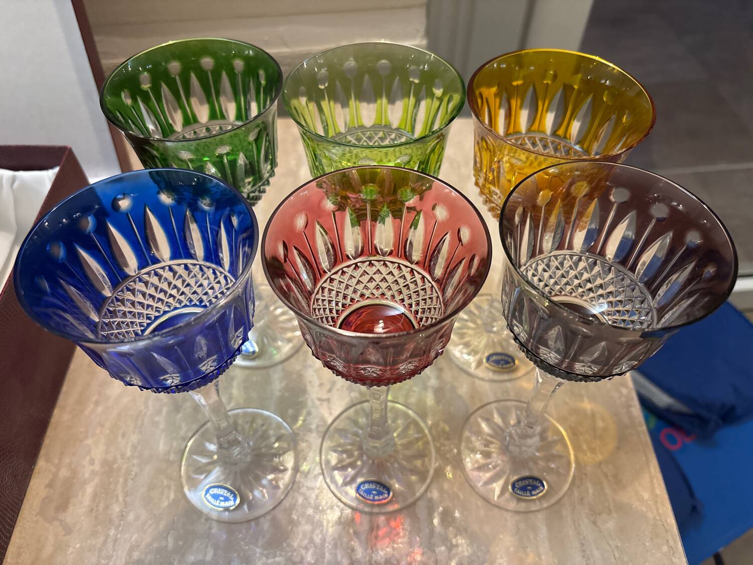 6 Roemers crystal wine glasses