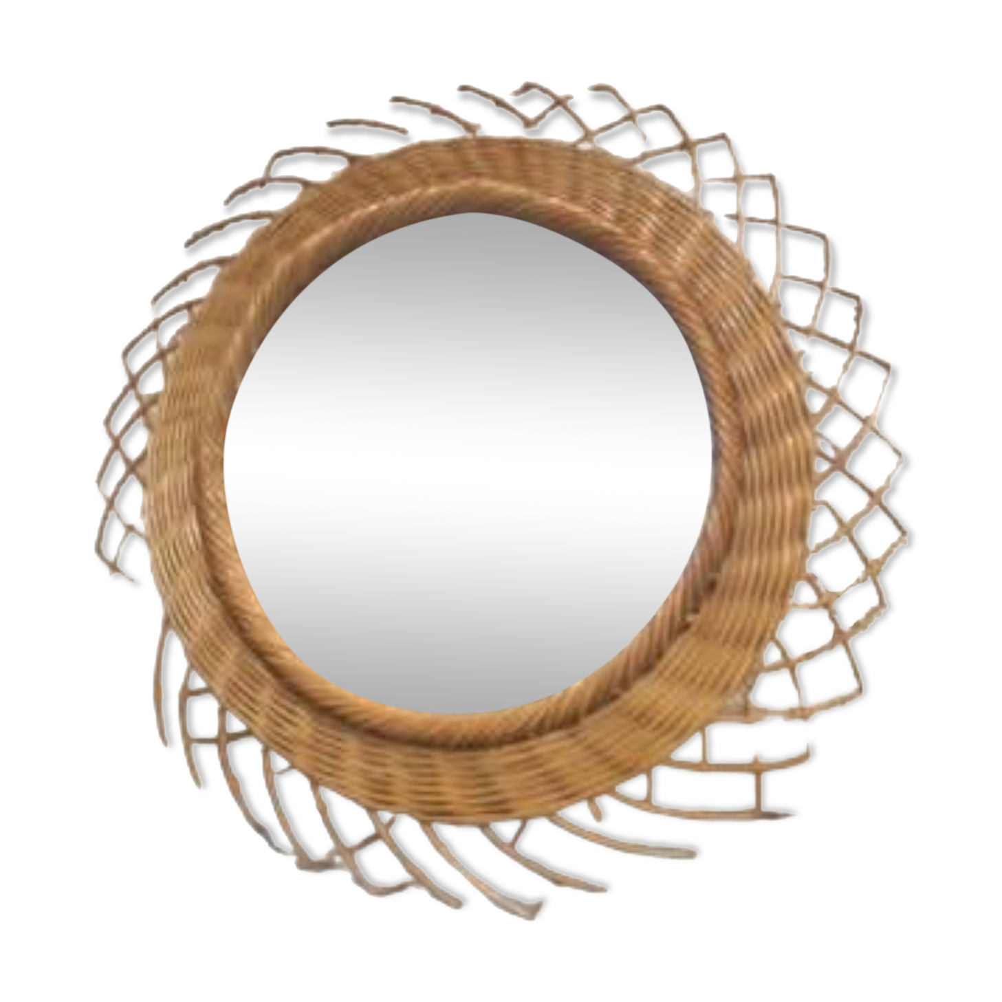 Vintage wicker flower mirror