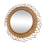 Vintage wicker flower mirror