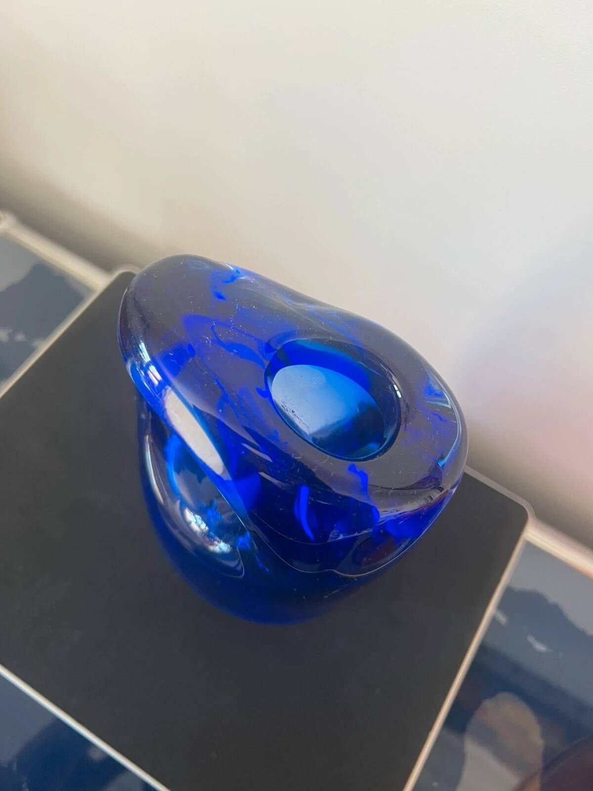 Magnificent vintage blue Murano vase.