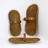 3 vintage woven wicker picking baskets