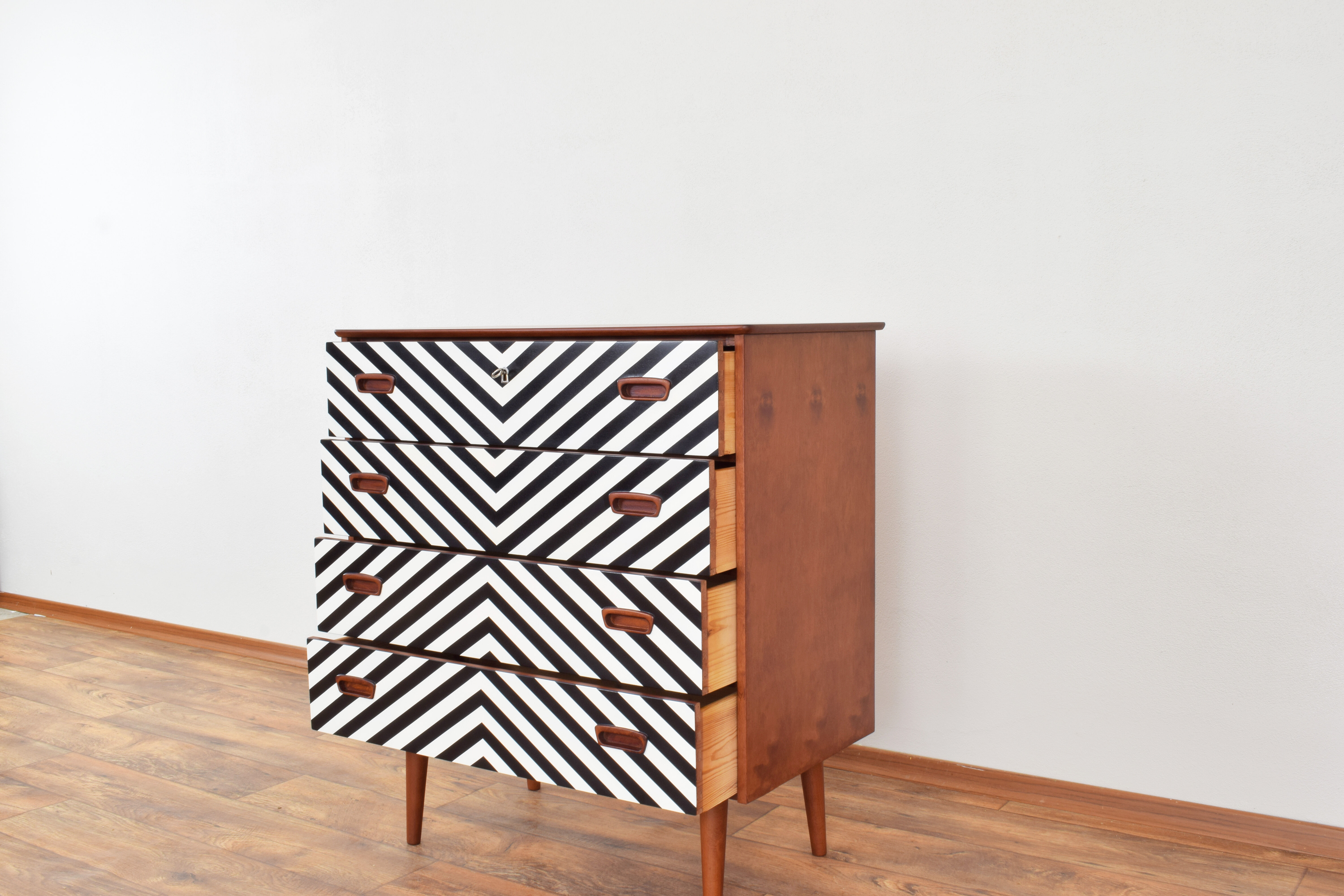 Mid-Century Danish Op-Art Chest of Drawers, 1960s.