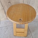 Folding pine stool - Design attributed to Adrian Reed or Pierre Lota - 1980