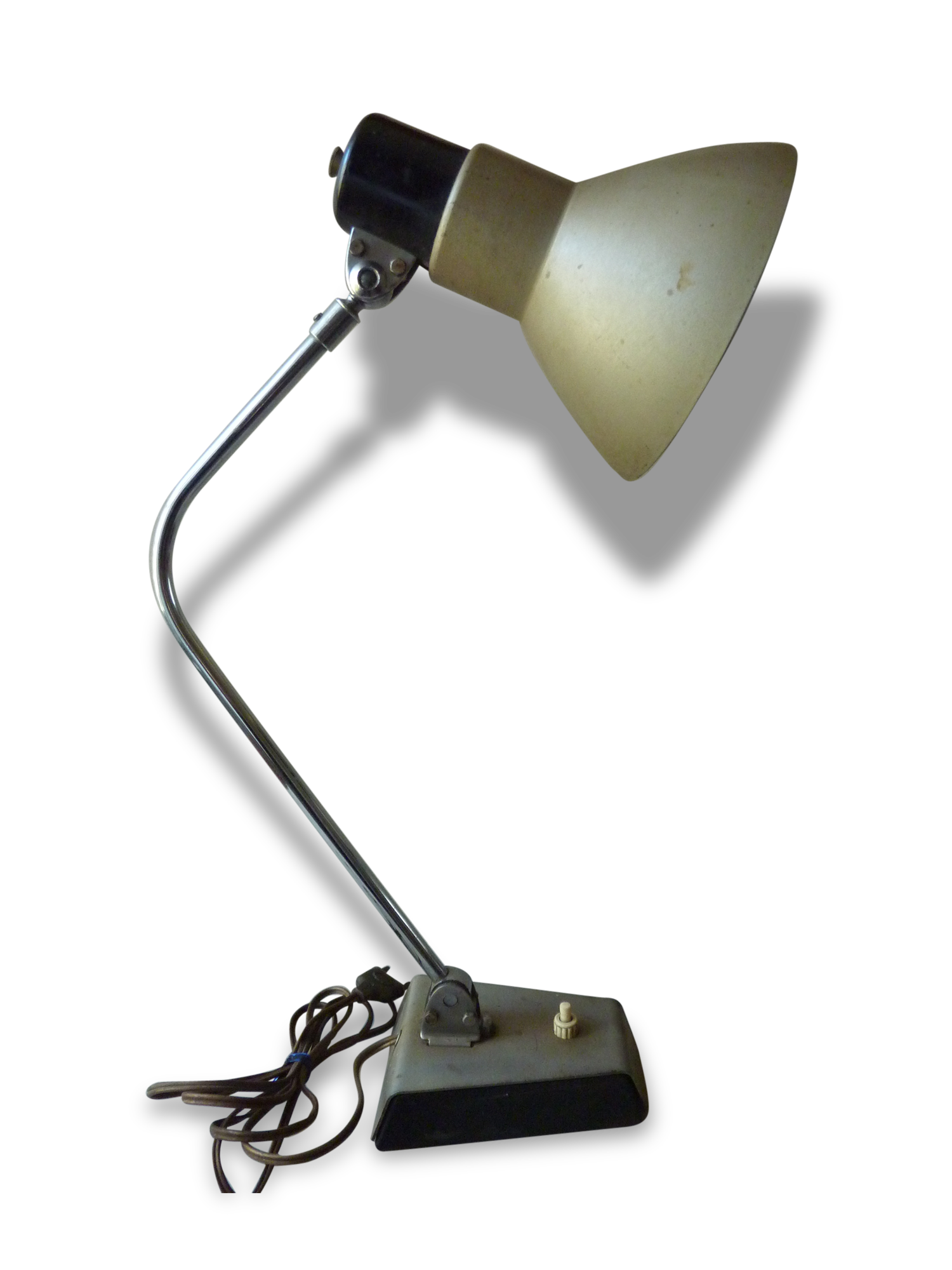 Desk lamp, workshop, khaki metal, 1960s