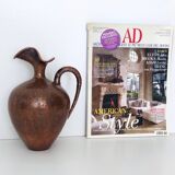 Small Vintage Embossed Copper Pitcher Vase by Egidio Casagrande, Italy