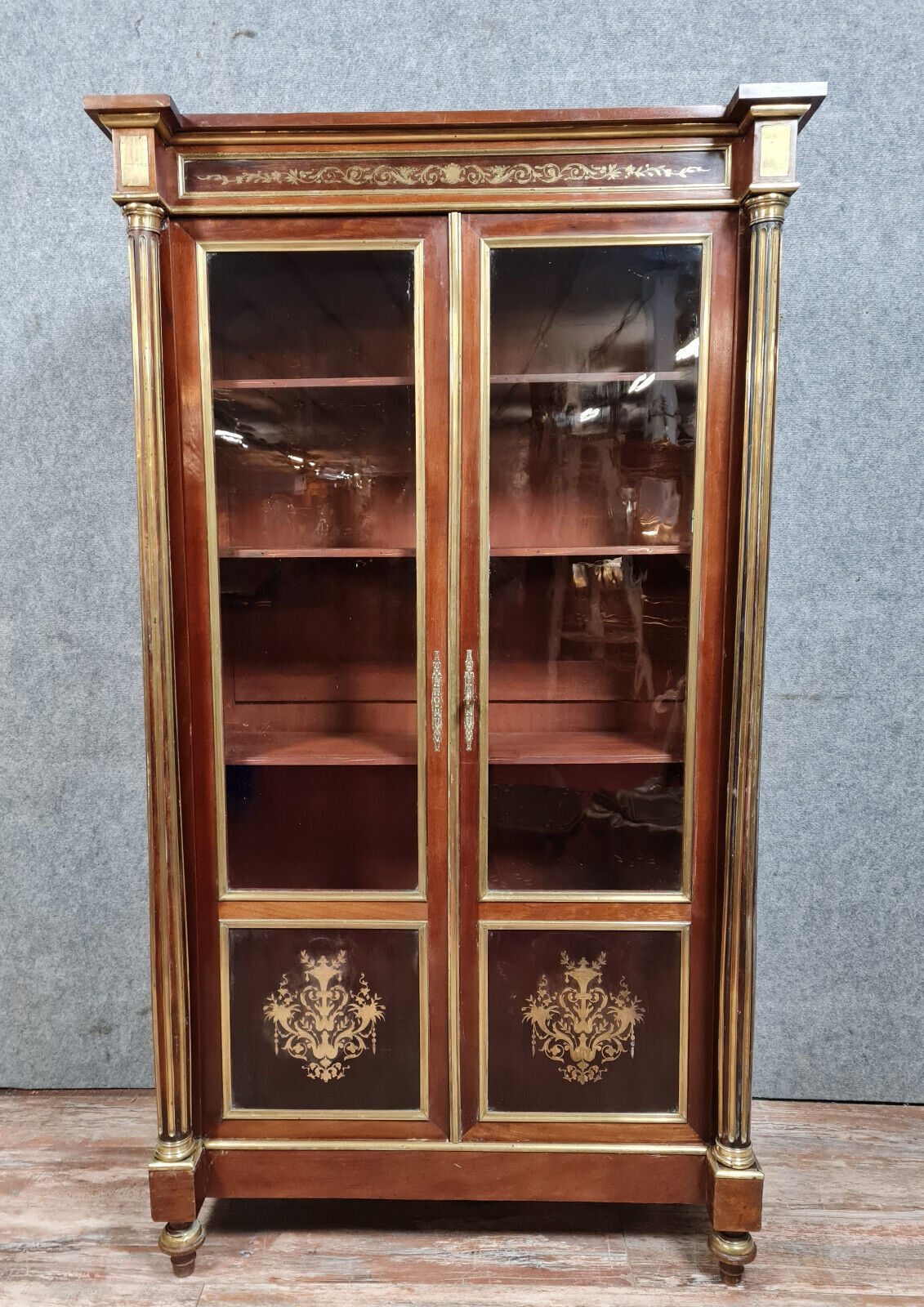 Library period Napoleon III in marquetry Boulle around 1850