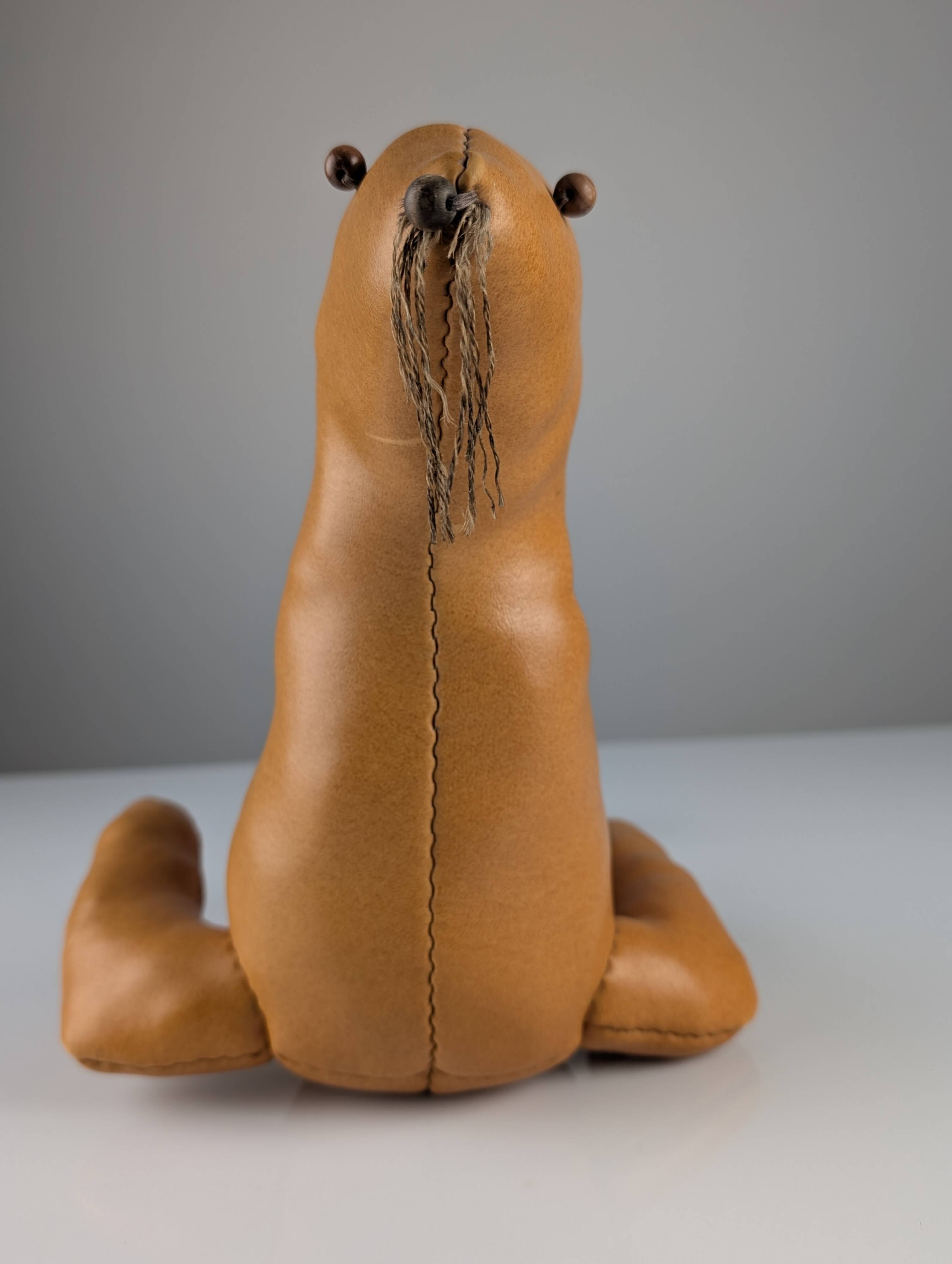 Leather Seal Decorative Sculpture Vintage 1970s