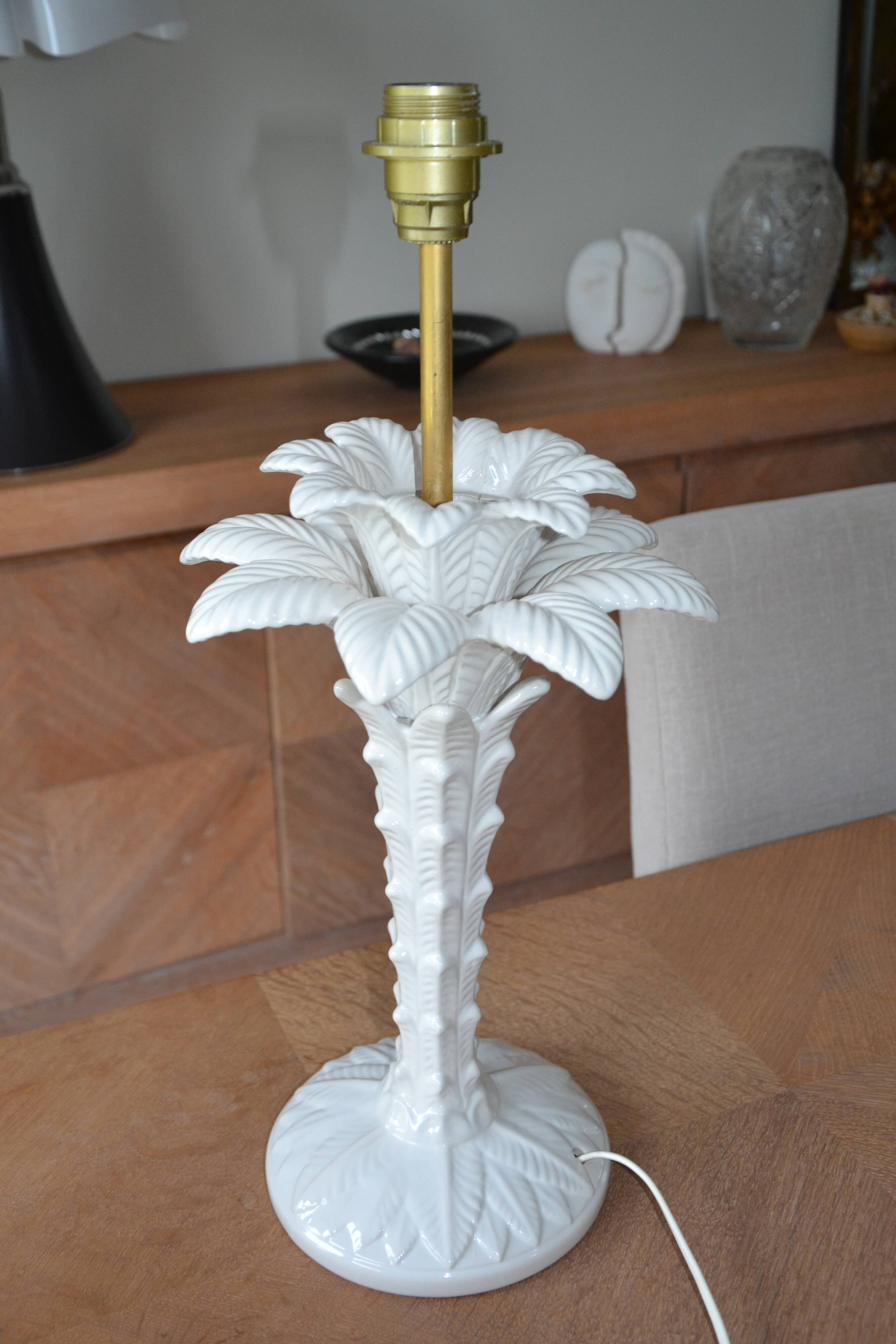 Vintage ceramic palm tree lamp base