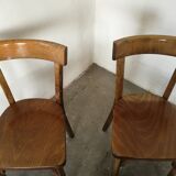 Set of 4 wooden bistro chairs stamped Baumann