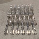 12 silver-plated metal table forks Ercuis Dubarry model