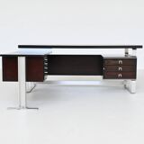 Abbondinterni executive corner desk in Mahogany Italy 1970