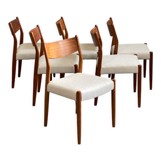 6 vintage scandinavian teak chairs 60s