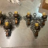 Pair of wrought iron sconces, 1980s