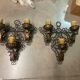 Pair of wrought iron sconces, 1980s