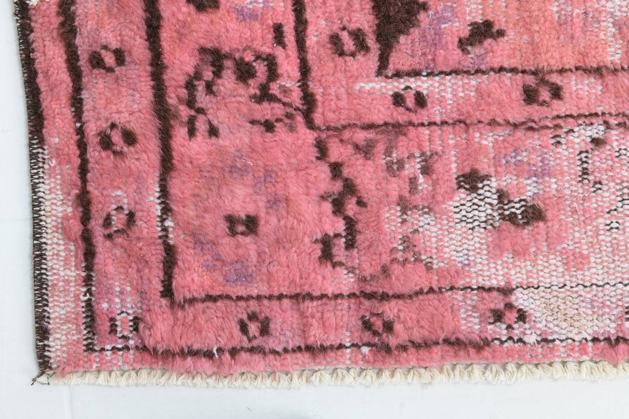 pink overdye turkish vintage carpet  , pink vintage distressed vintage rug.