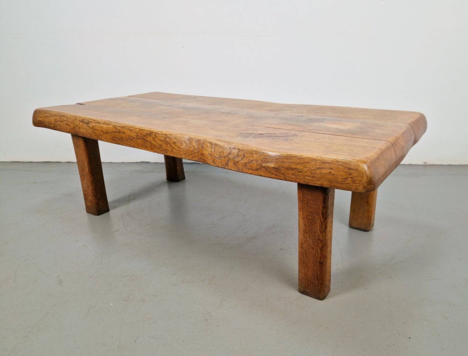 Mid-Century Brutalist Coffee Table in Oak, Spain, 1960s