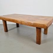 Mid-Century Brutalist Coffee Table in Oak, Spain, 1960s